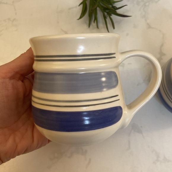 Vintage Blue & White Striped Rio by Pfaltzgraff Mugs Set of two Kitchen Decor - Picture 5 of 6